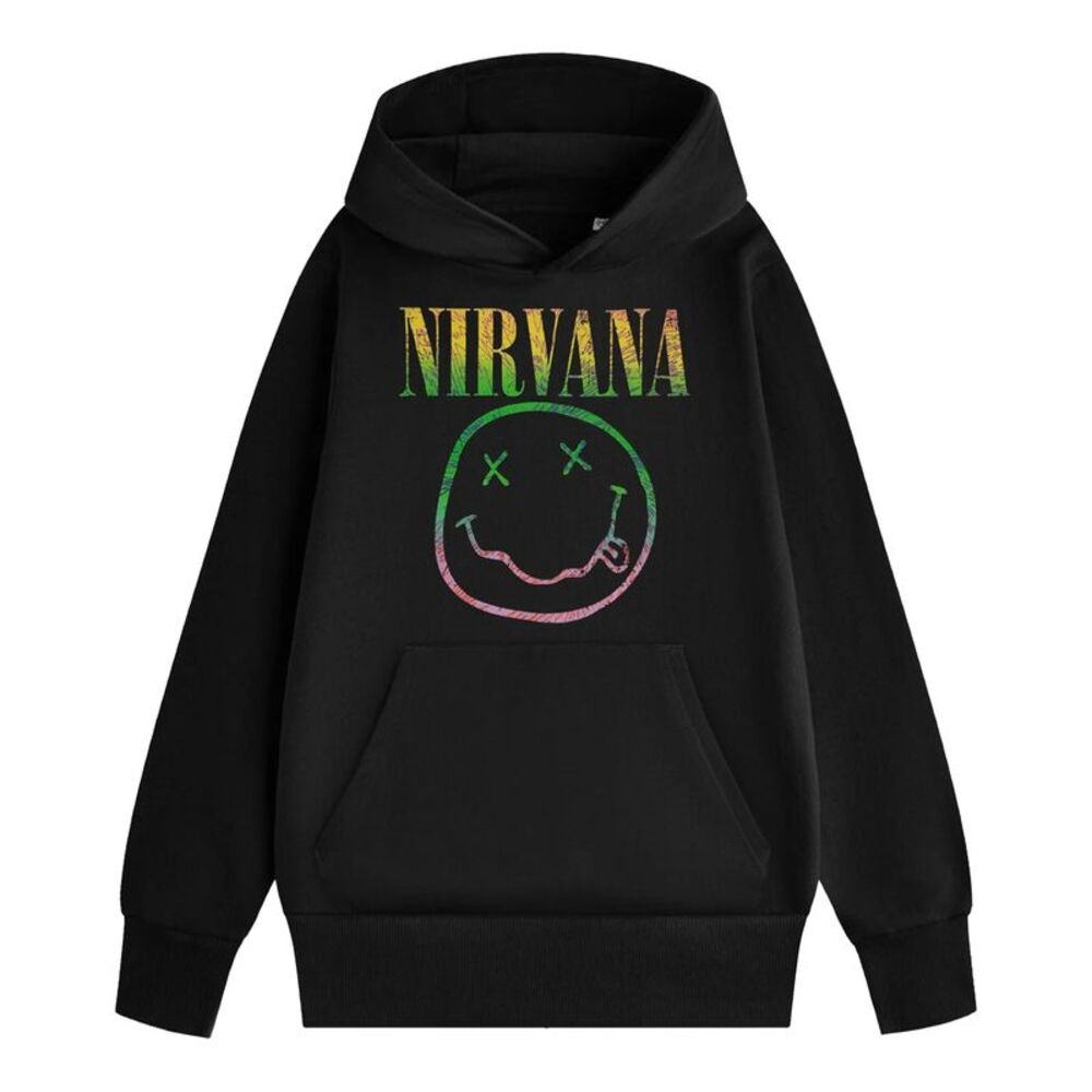 Nirvana Unisex Adult Rainbow Logo Hoodie / Black